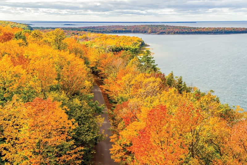 door county road in autumn