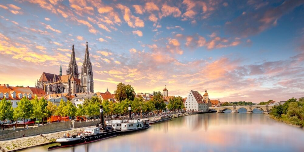 Old,City,Of,Regensburg,,Germany Regensburg River Cruise Sunset