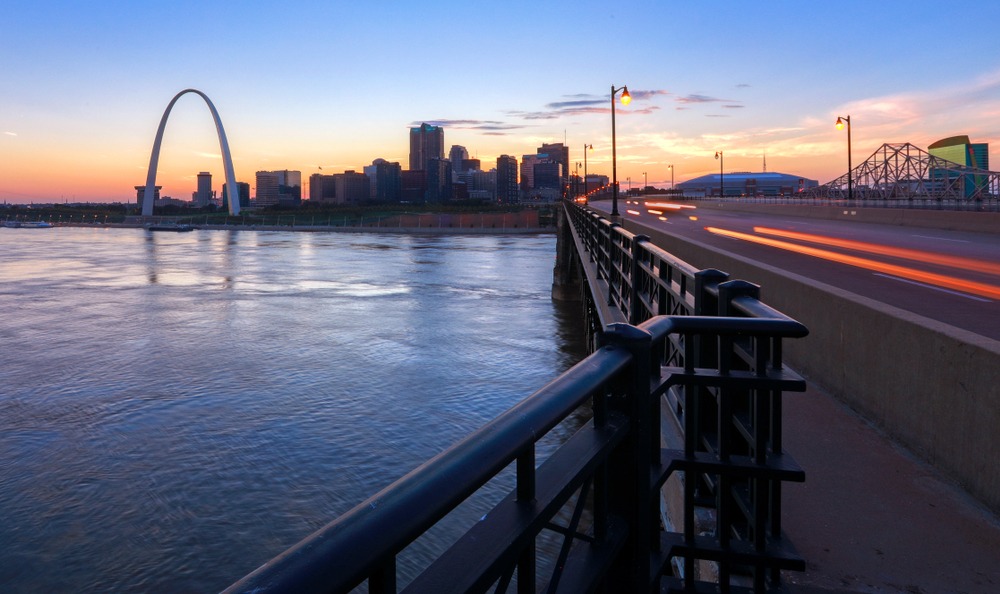Eads Bridge with the St Louis Arch